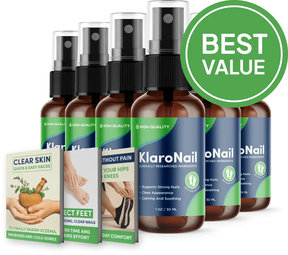 KlaroNail 6 bottle best value package with 3 bonuses